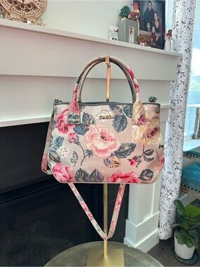 Cath Kidston Floral Canvas Satchel in Pink and Blue